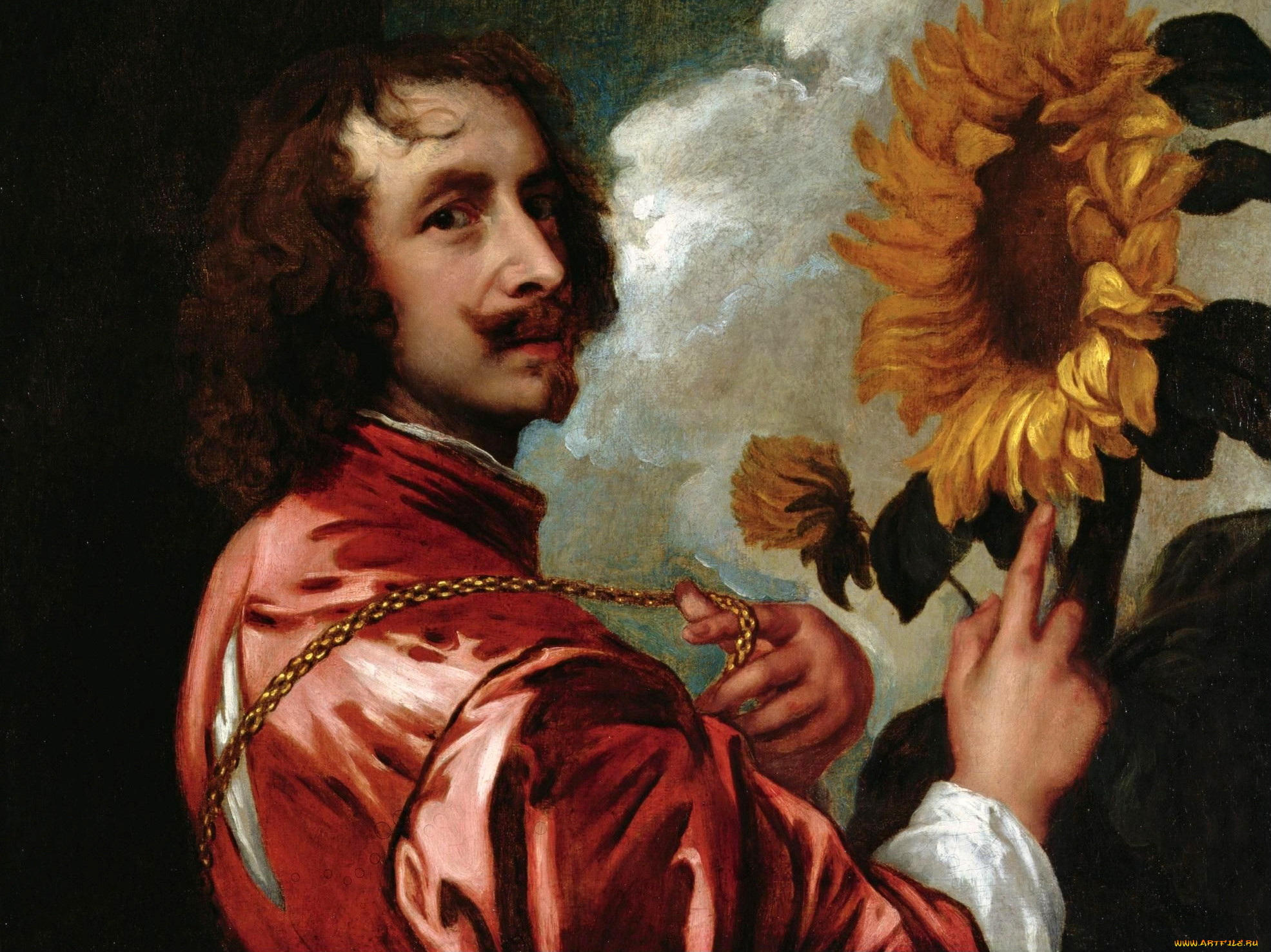 antoine van dyck - autoportrait au tournesol  huile sur toile, , antoine van dyck, , , , , 